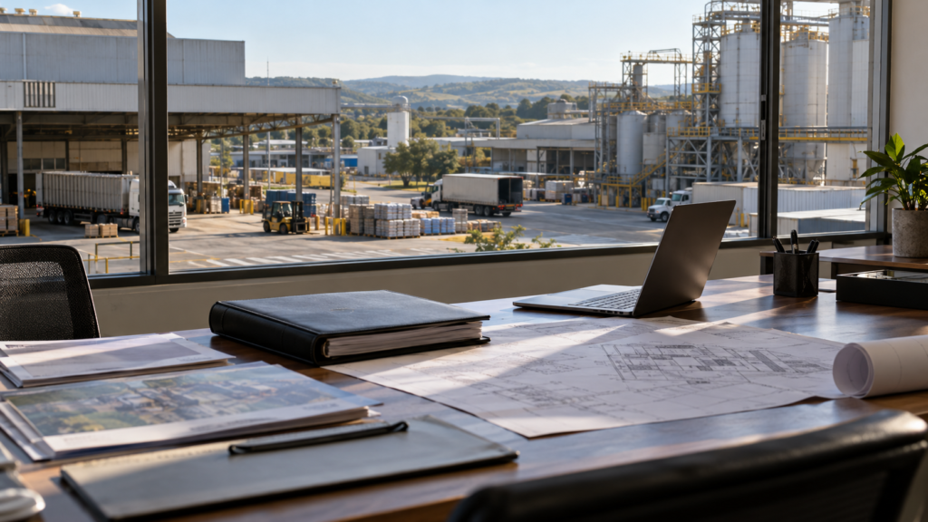 Escritório com Vista para Complexo Industrial